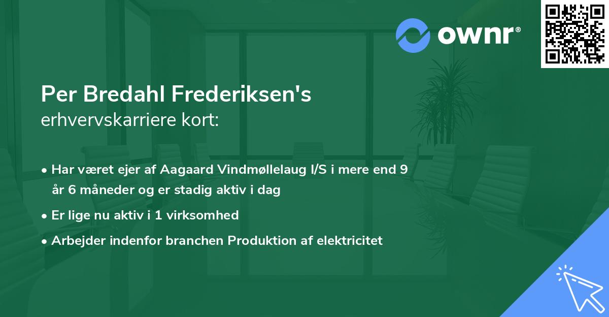 Per Bredahl Frederiksen's erhvervskarriere kort