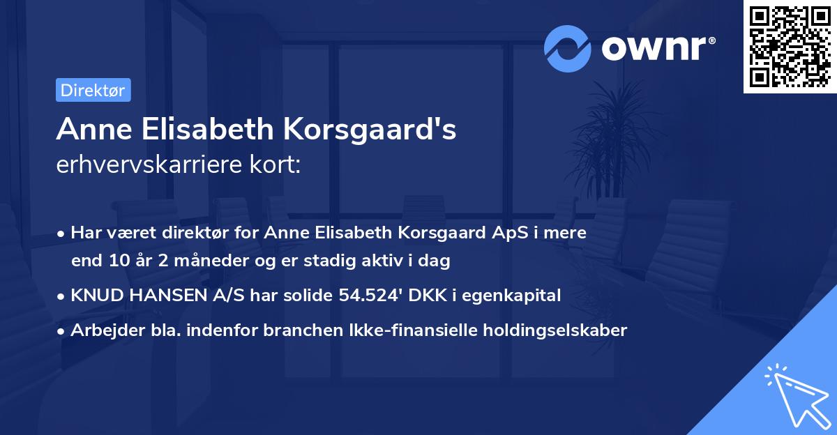 Anne Elisabeth Korsgaard's erhvervskarriere kort