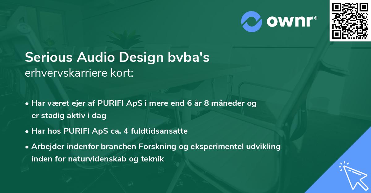 Serious Audio Design bvba's erhvervskarriere kort