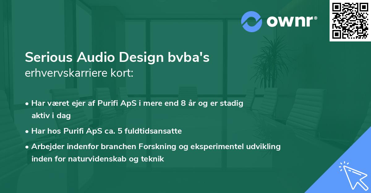 Serious Audio Design bvba's erhvervskarriere kort
