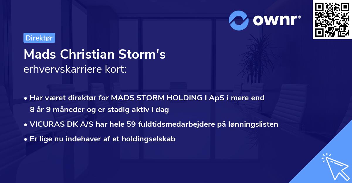 Mads Christian Storm's erhvervskarriere kort