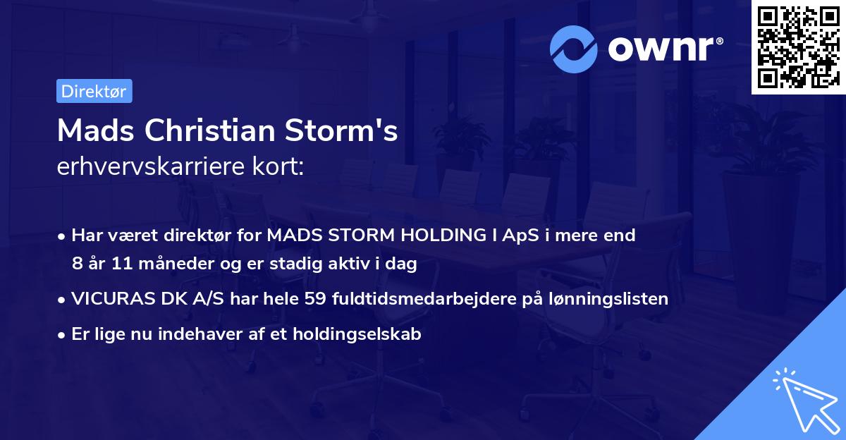 Mads Christian Storm's erhvervskarriere kort