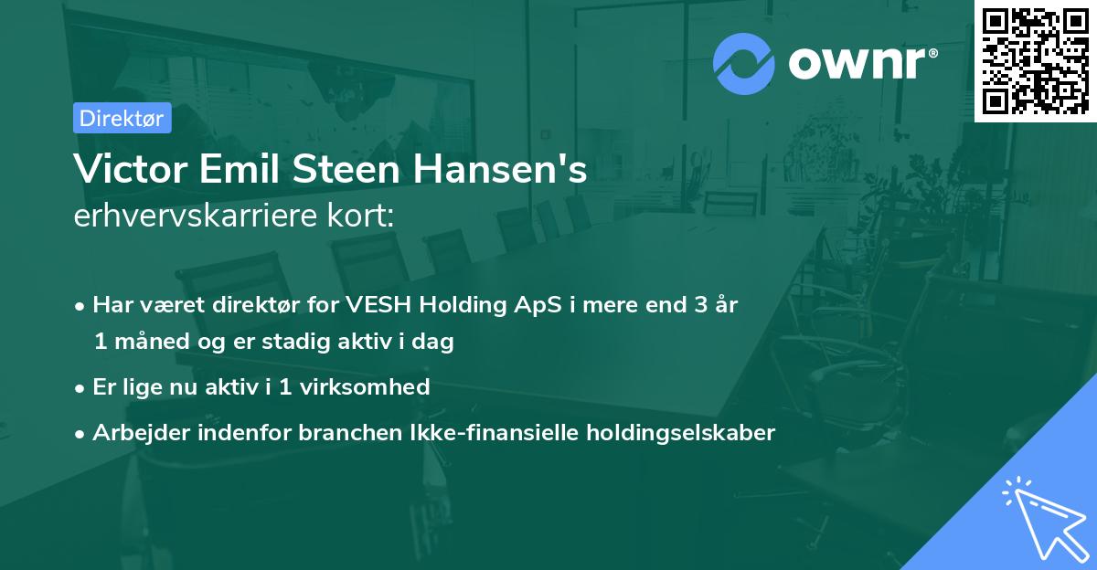 Victor Emil Steen Hansen's erhvervskarriere kort