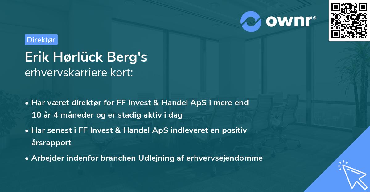 Erik Hørlück Berg's erhvervskarriere kort