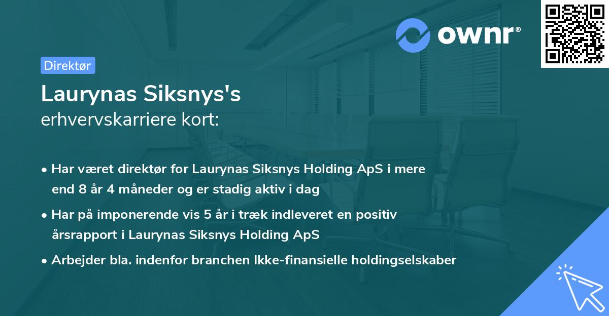 Laurynas Siksnys's erhvervskarriere kort