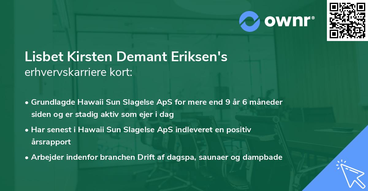 Lisbet Kirsten Demant Eriksen's erhvervskarriere kort