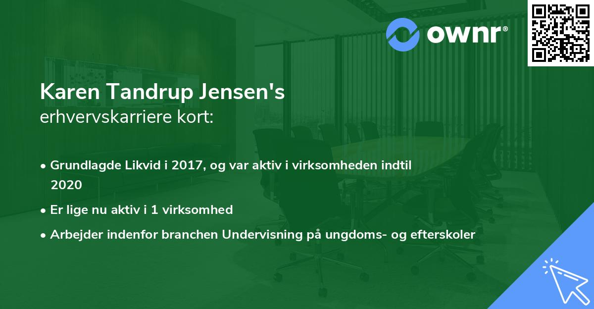 Karen Tandrup Jensen's erhvervskarriere kort