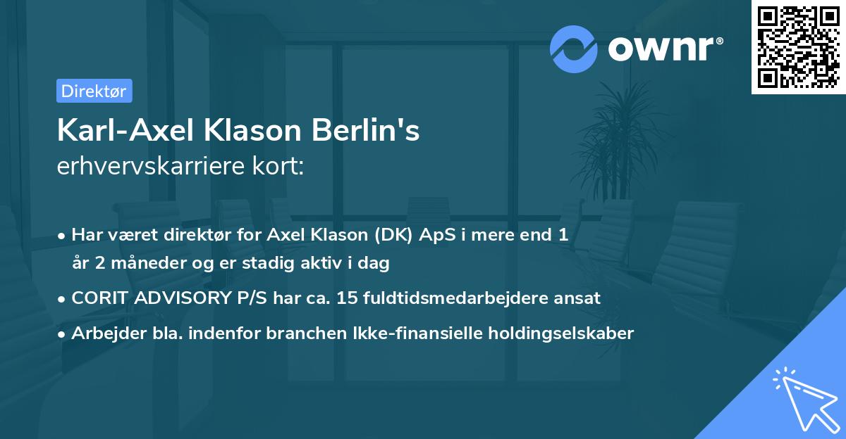 Karl-Axel Klason Berlin's erhvervskarriere kort