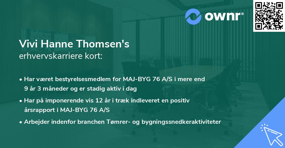 Vivi Hanne Thomsen's erhvervskarriere kort