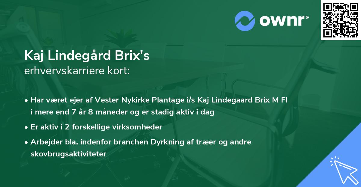 Kaj Lindegård Brix's erhvervskarriere kort