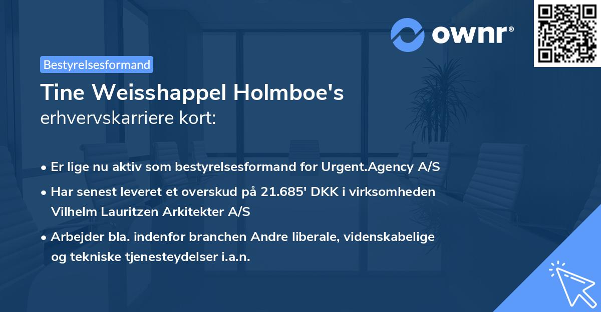 Tine Weisshappel Holmboe's erhvervskarriere kort
