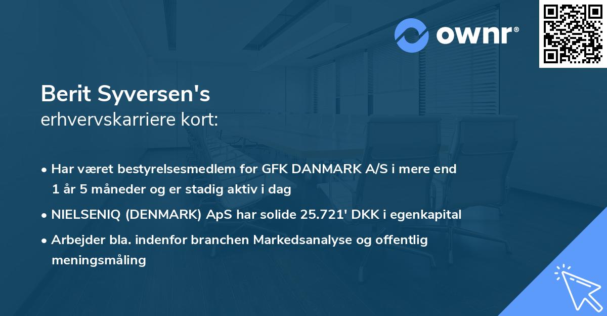 Berit Syversen's erhvervskarriere kort