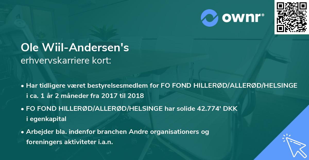 Ole Wiil-Andersen's erhvervskarriere kort