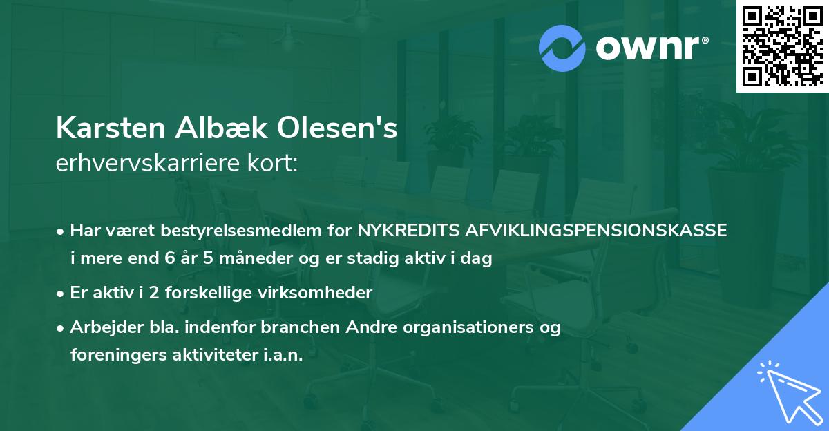 Karsten Albæk Olesen's erhvervskarriere kort