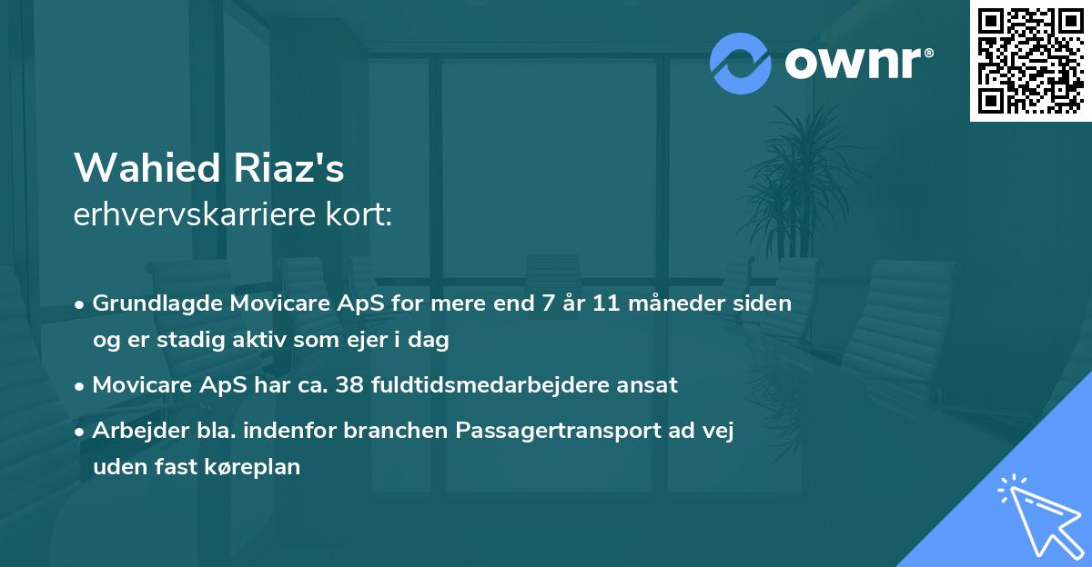 Wahied Riaz's erhvervskarriere kort