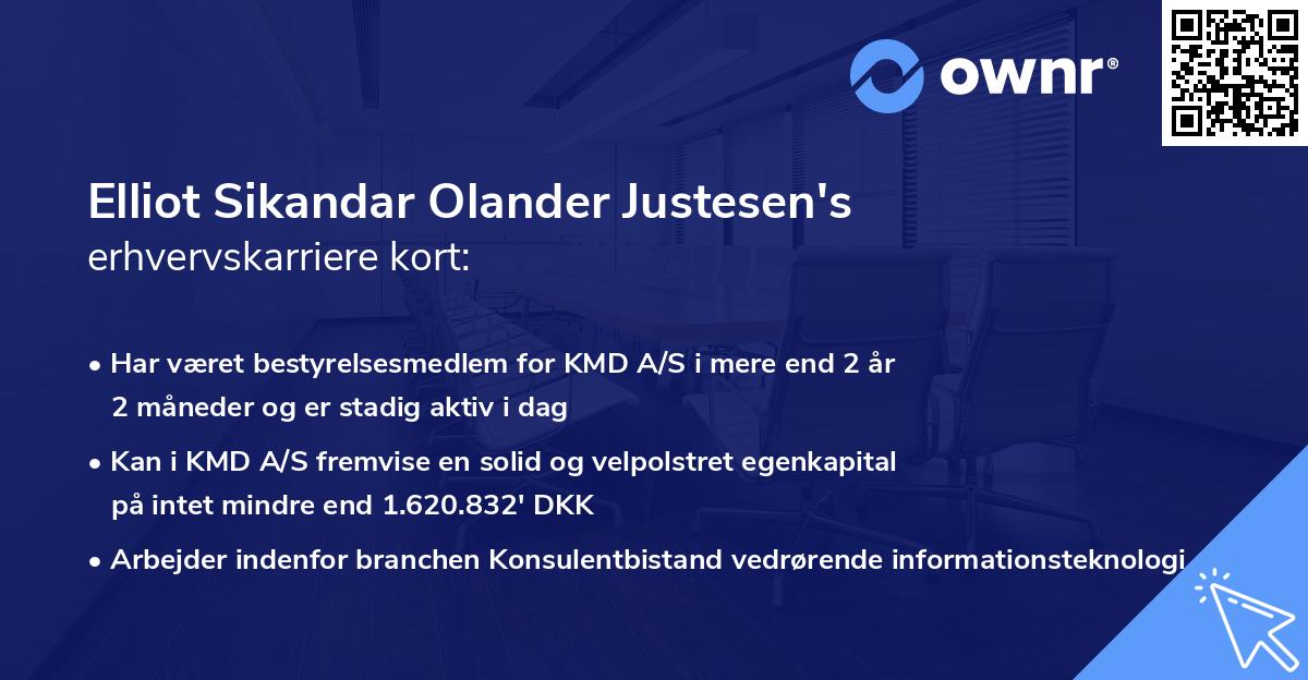 Elliot Sikandar Olander Justesen's erhvervskarriere kort