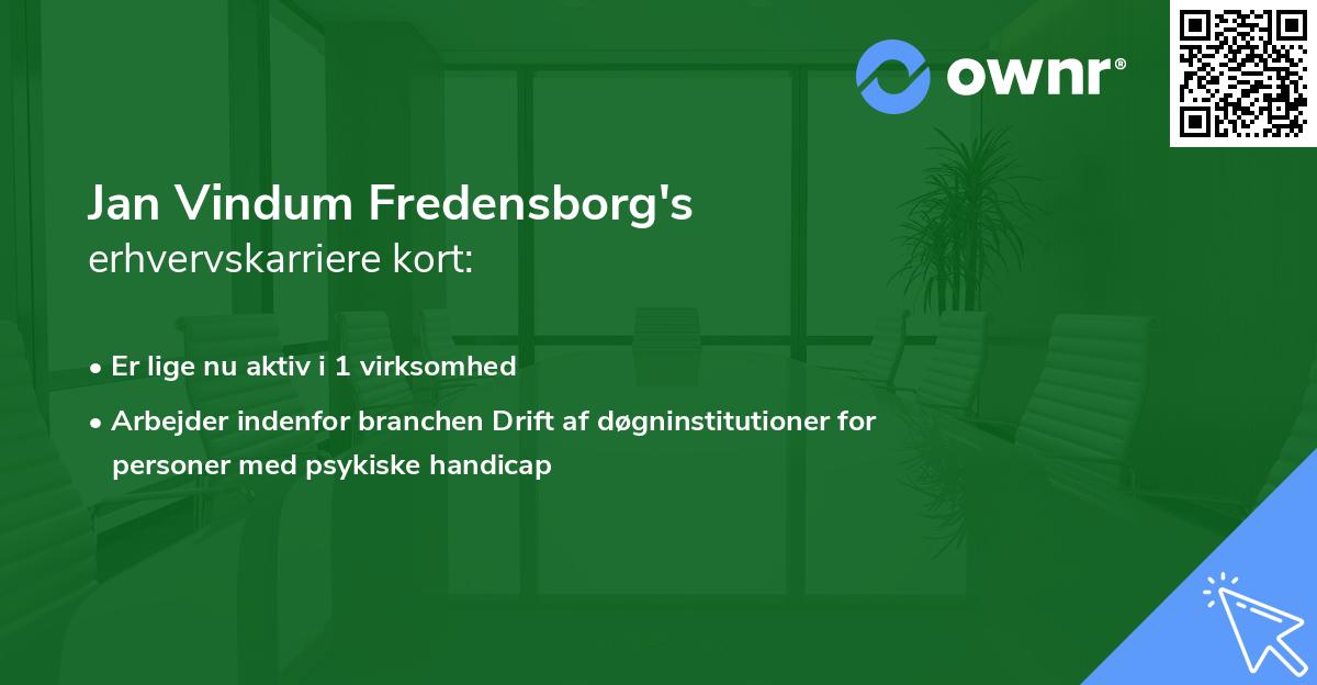 Jan Vindum Fredensborg's erhvervskarriere kort