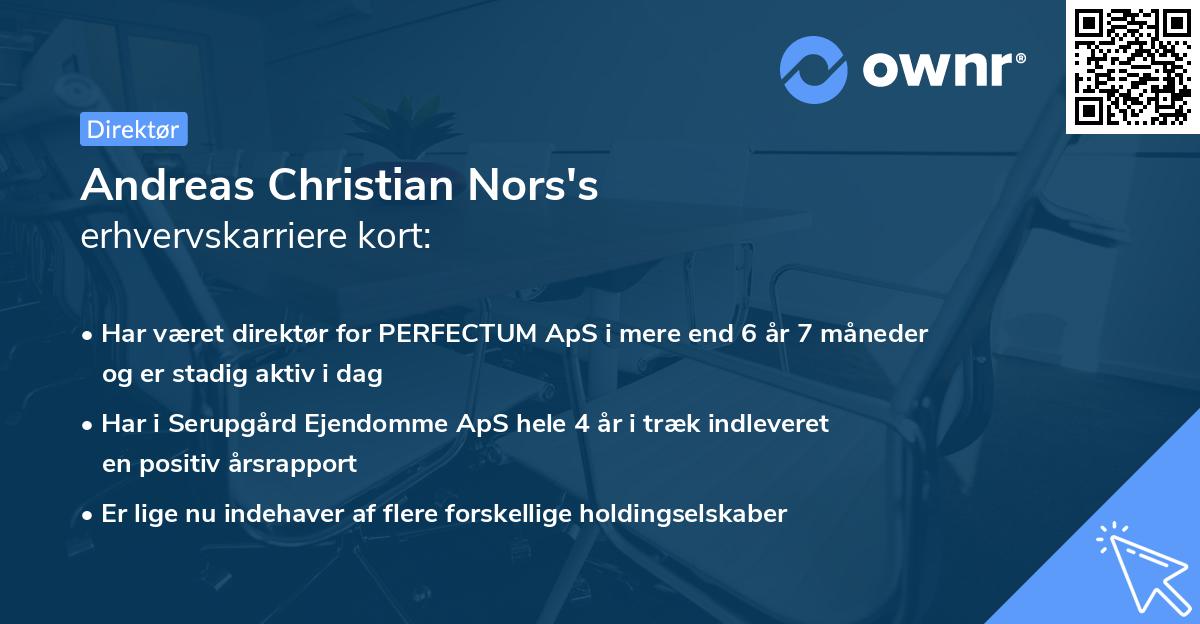 Andreas Christian Nors's erhvervskarriere kort