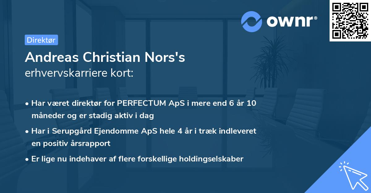 Andreas Christian Nors's erhvervskarriere kort