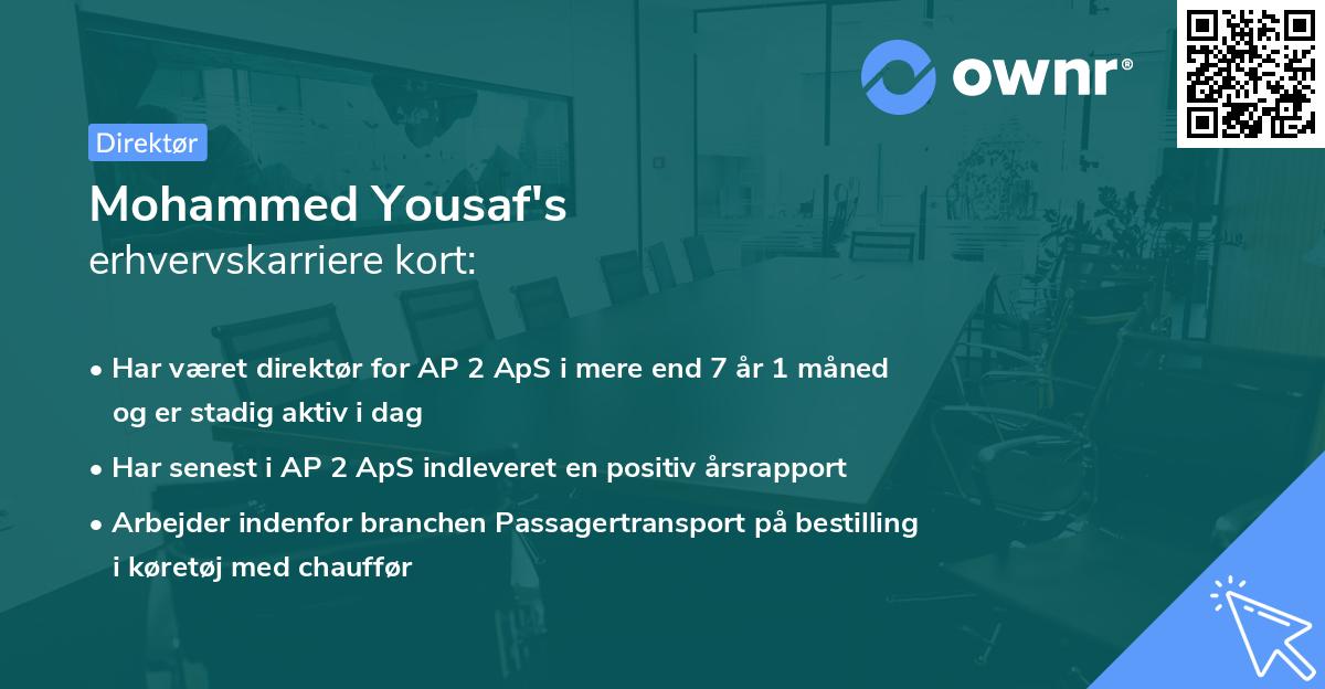 Mohammed Yousaf's erhvervskarriere kort