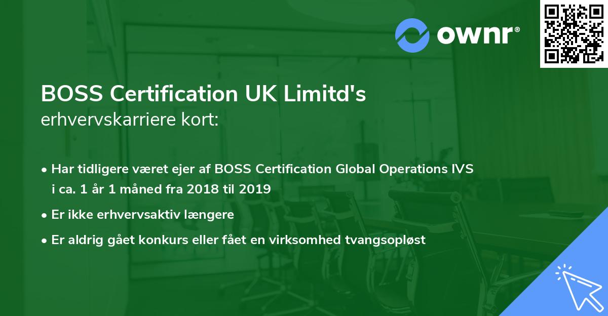 BOSS Certification UK Limitd's erhvervskarriere kort