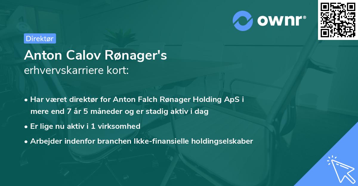 Anton Calov Rønager's erhvervskarriere kort