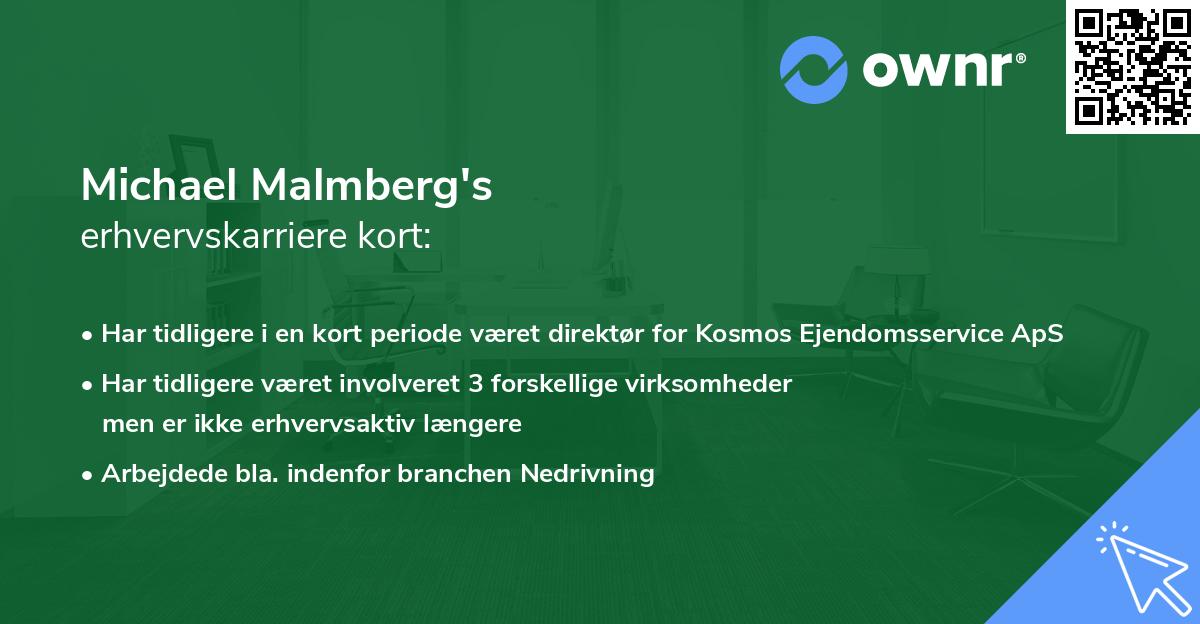 Michael Malmberg's erhvervskarriere kort