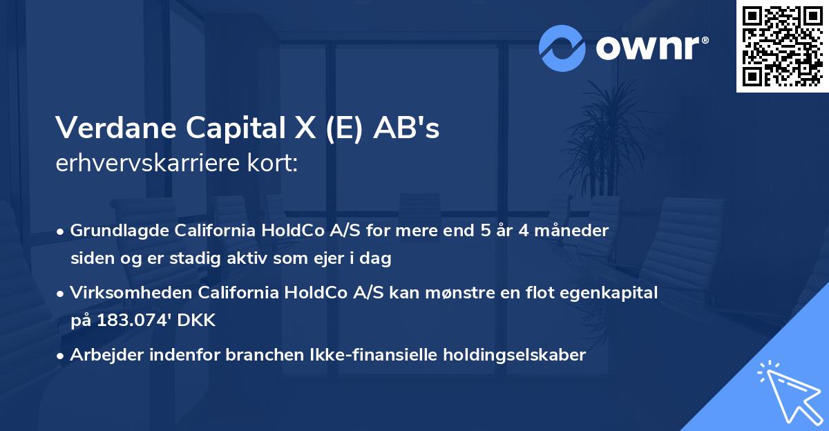 Verdane Capital X (E) AB's erhvervskarriere kort