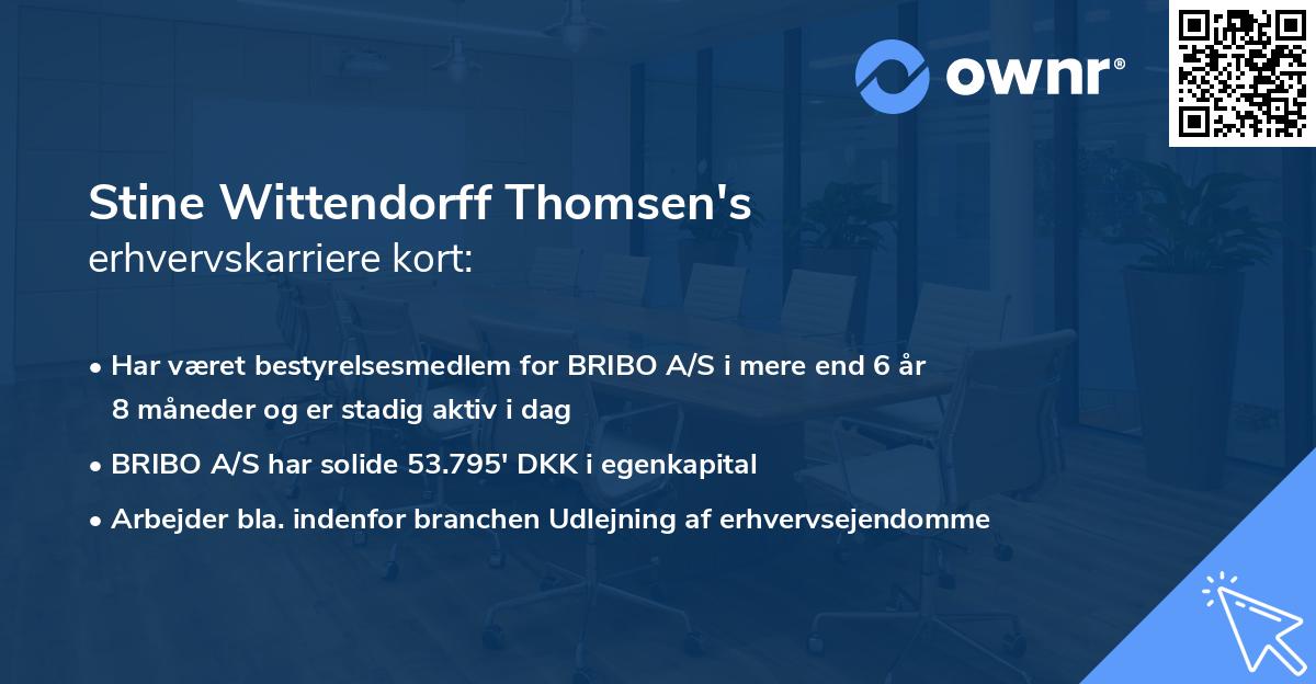 Stine Wittendorff Thomsen's erhvervskarriere kort