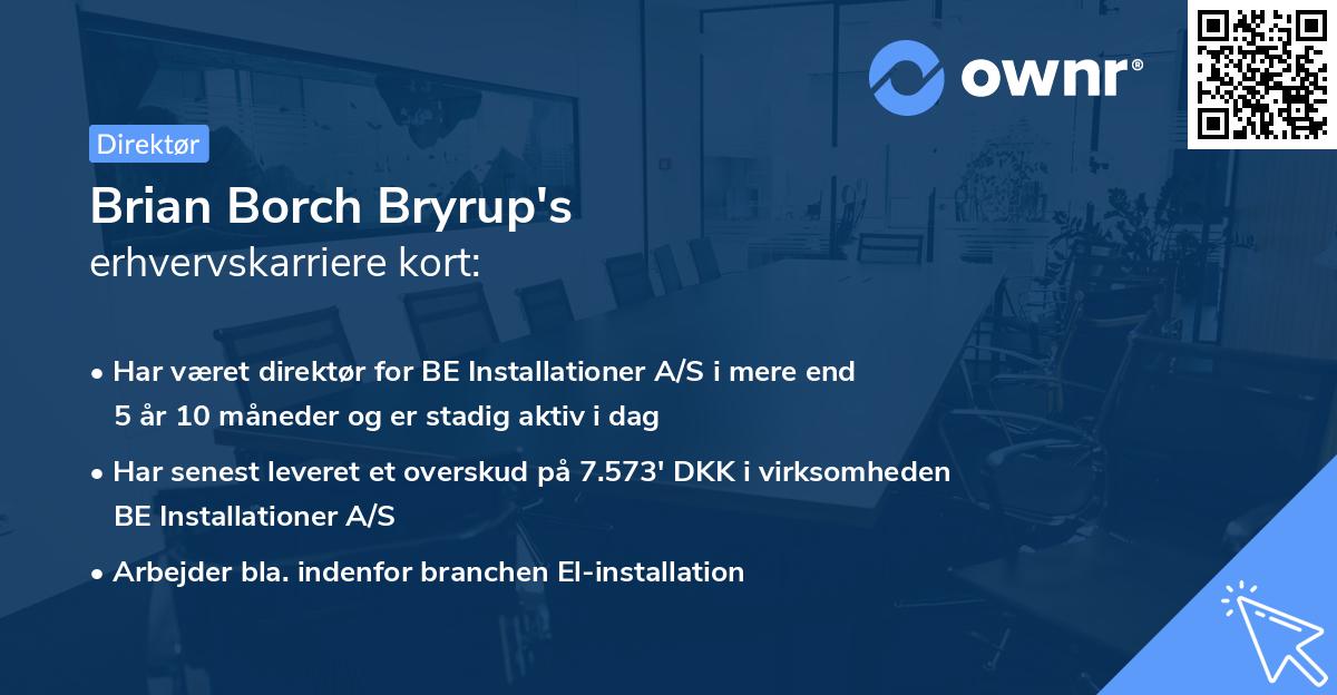 Brian Borch Bryrup's erhvervskarriere kort