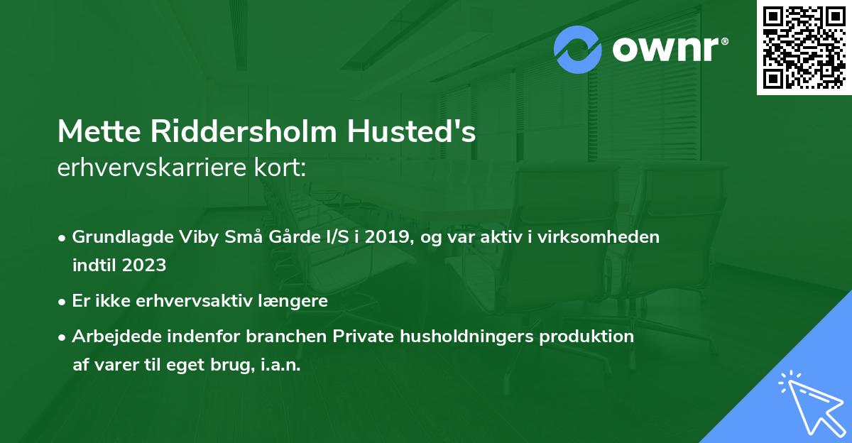 Mette Riddersholm Husted's erhvervskarriere kort