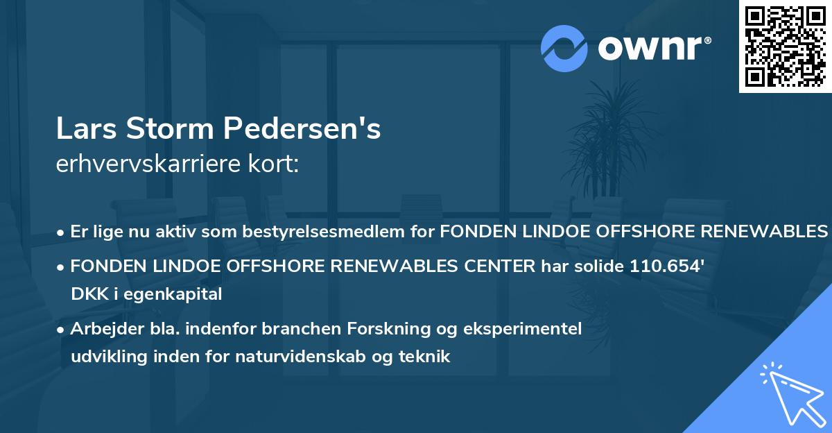 Lars Storm Pedersen's erhvervskarriere kort