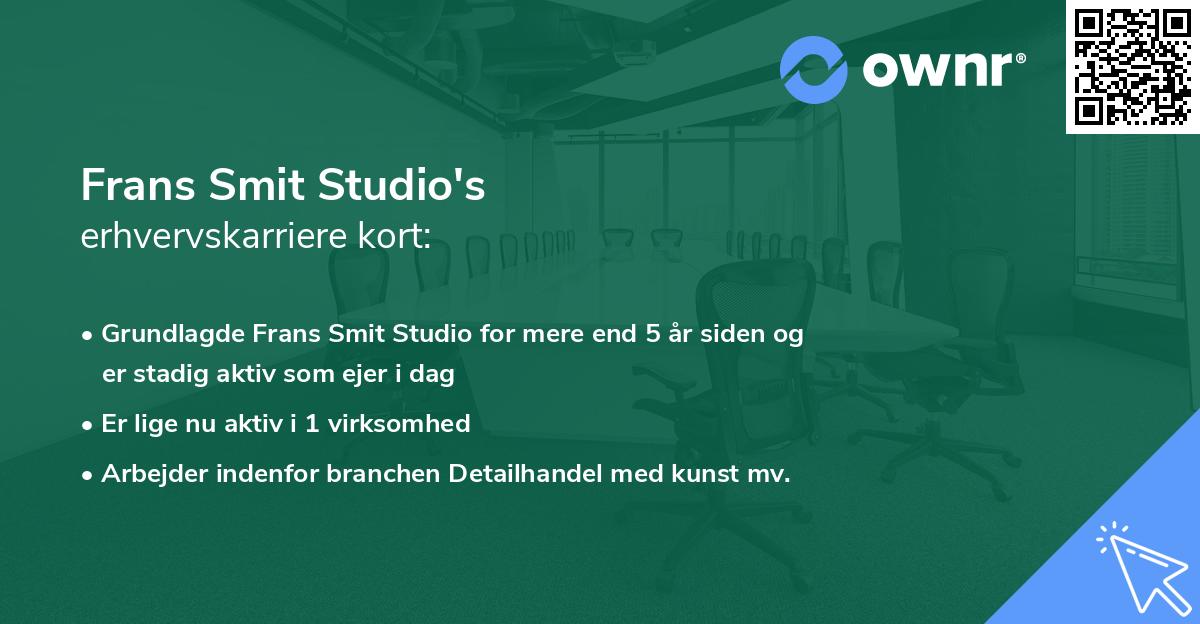 Frans Smit Studio's erhvervskarriere kort