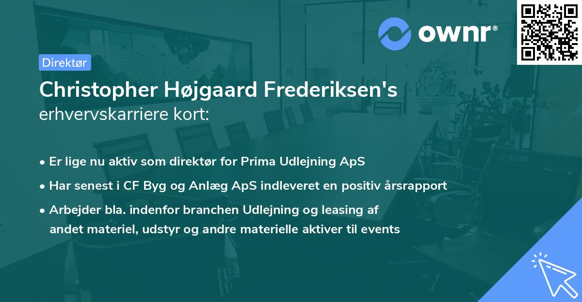 Christopher Højgaard Frederiksen's erhvervskarriere kort