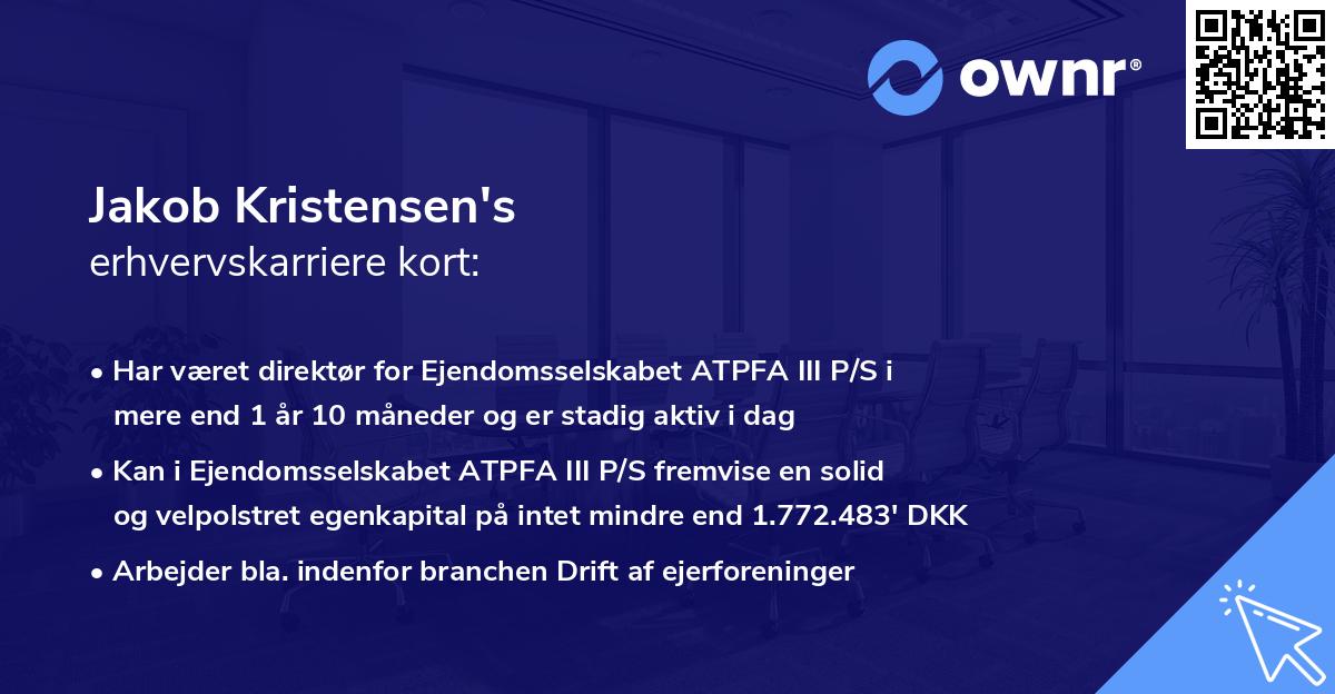 Jakob Kristensen's erhvervskarriere kort