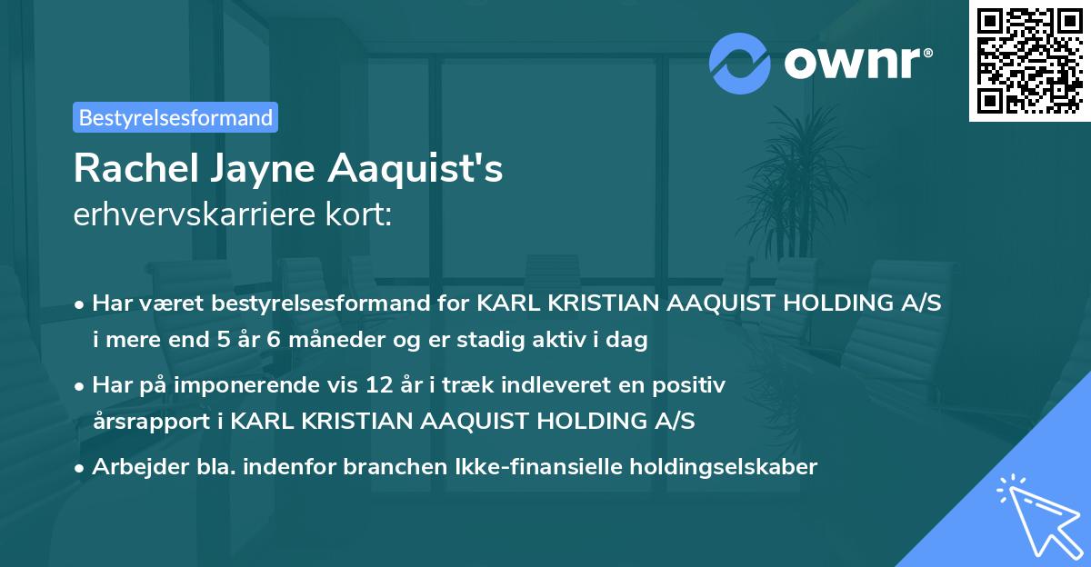Rachel Jayne Aaquist's erhvervskarriere kort