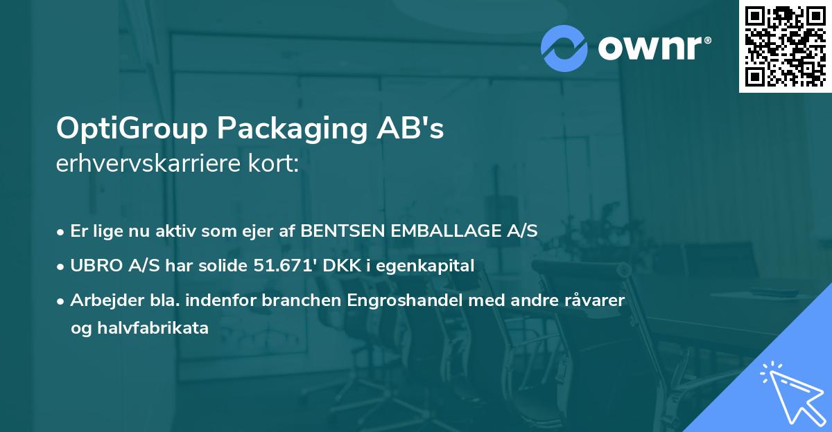 OptiGroup Packaging AB's erhvervskarriere kort