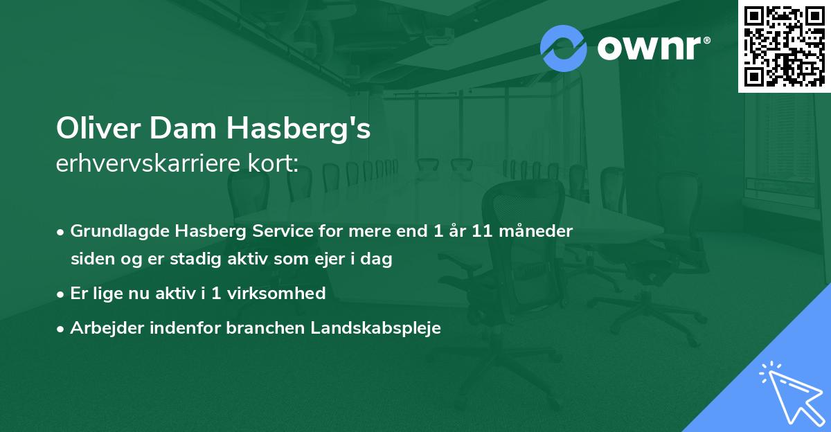 Oliver Dam Hasberg's erhvervskarriere kort