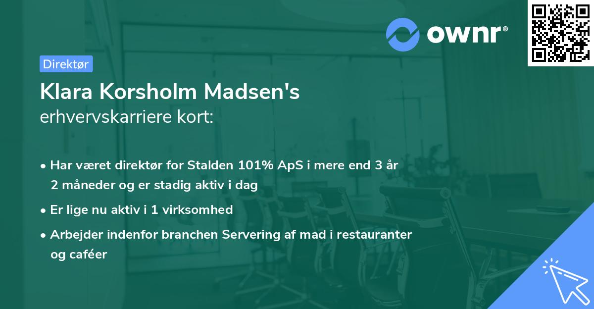 Klara Korsholm Madsen's erhvervskarriere kort