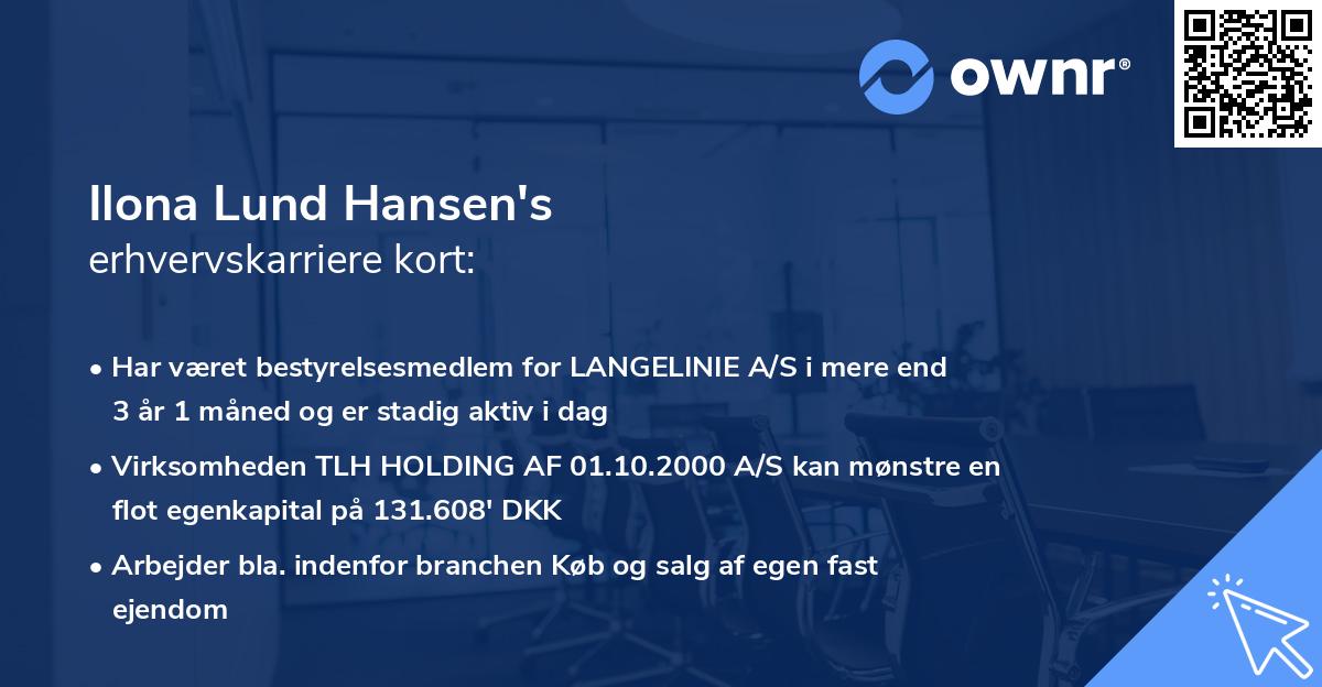 Ilona Lund Hansen's erhvervskarriere kort