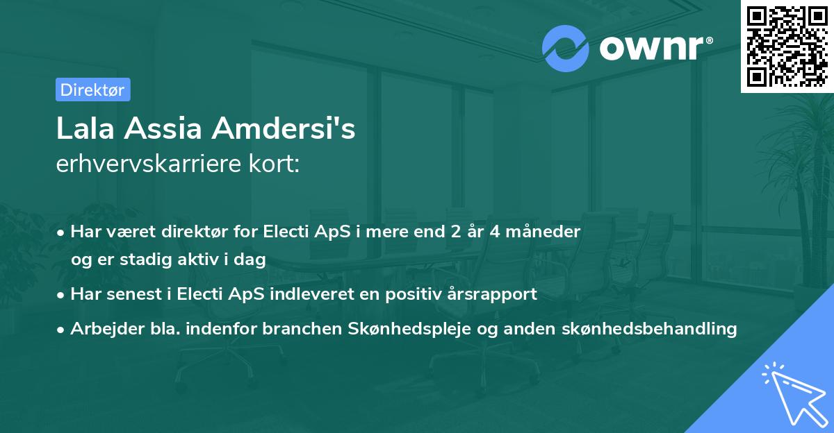 Lala Assia Amdersi's erhvervskarriere kort
