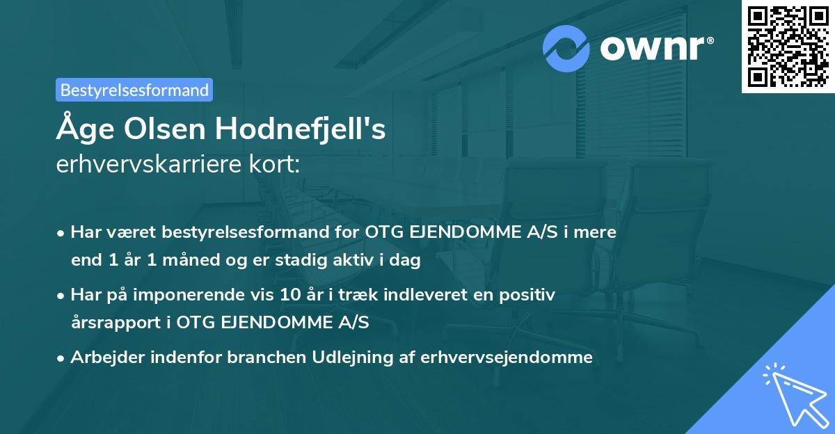 Åge Olsen Hodnefjell's erhvervskarriere kort