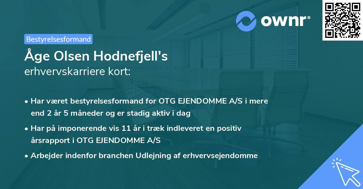 Åge Olsen Hodnefjell's erhvervskarriere kort