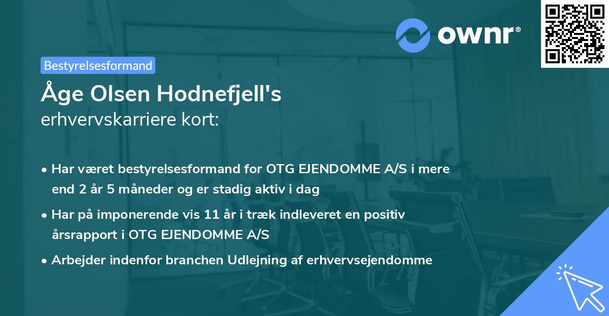 Åge Olsen Hodnefjell's erhvervskarriere kort