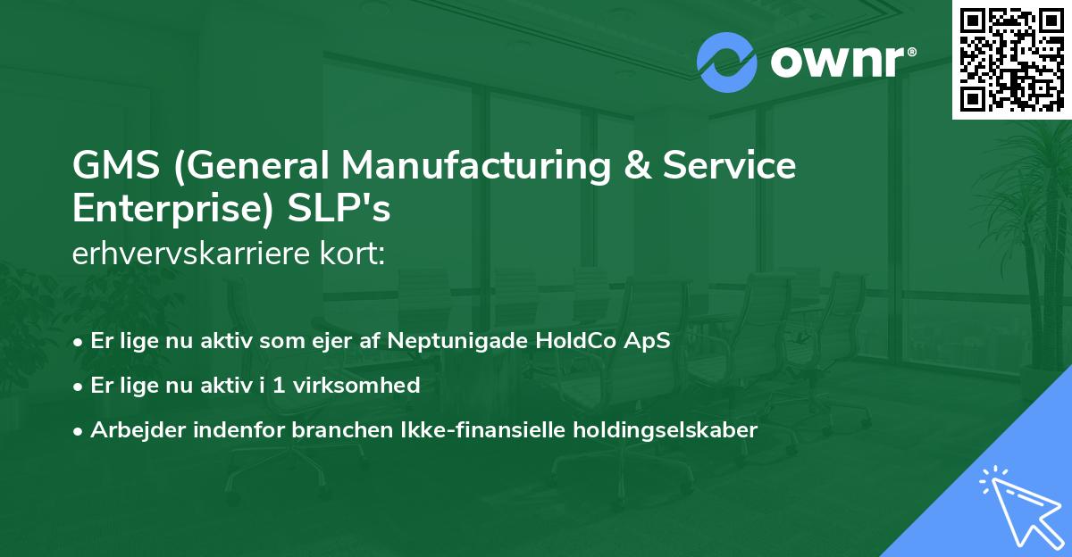 GMS (General Manufacturing & Service Enterprise) SLP's erhvervskarriere kort