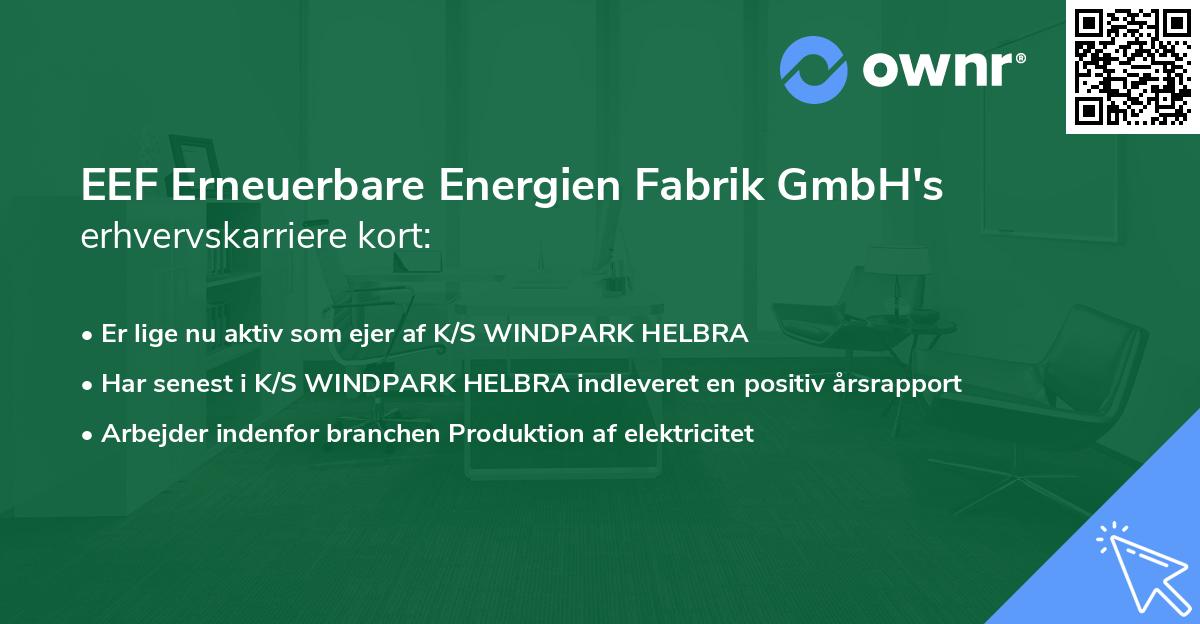 EEF Erneuerbare Energien Fabrik GmbH's erhvervskarriere kort