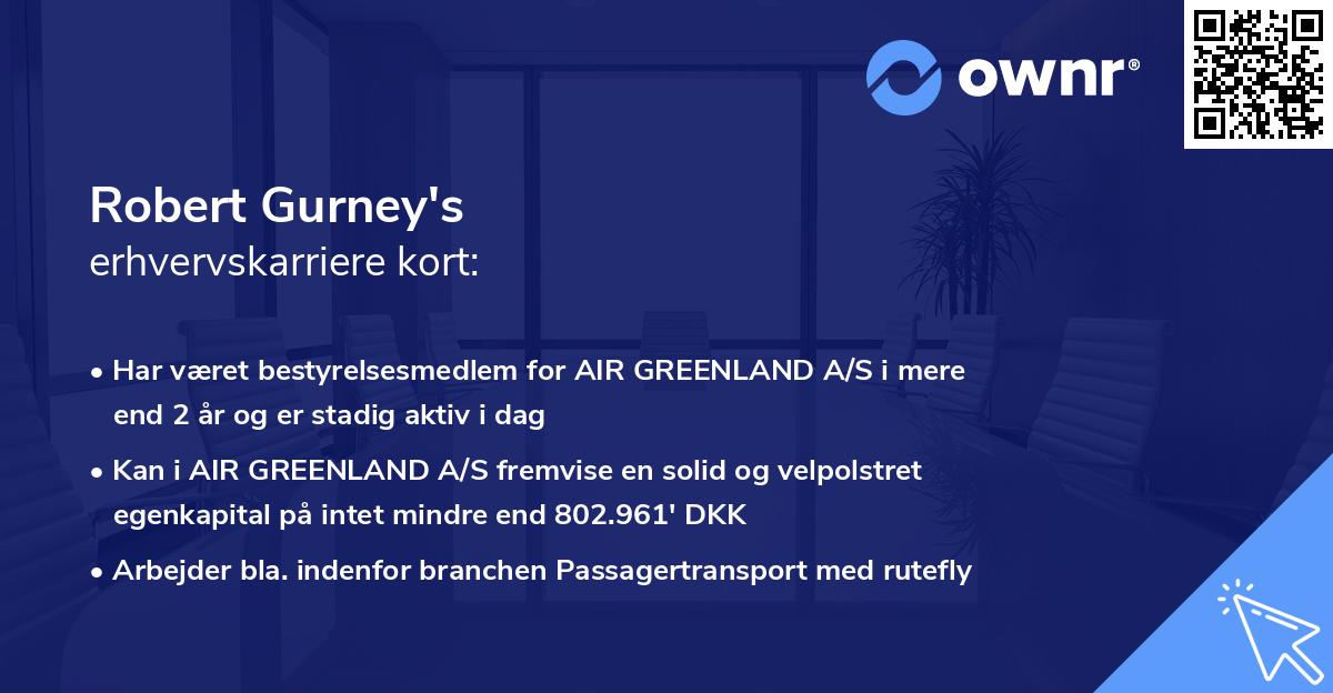 Robert Gurney's erhvervskarriere kort