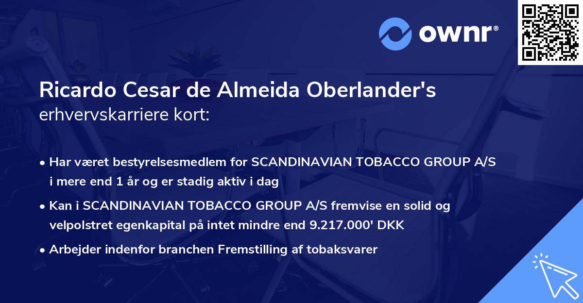 Ricardo Cesar de Almeida Oberlander's erhvervskarriere kort