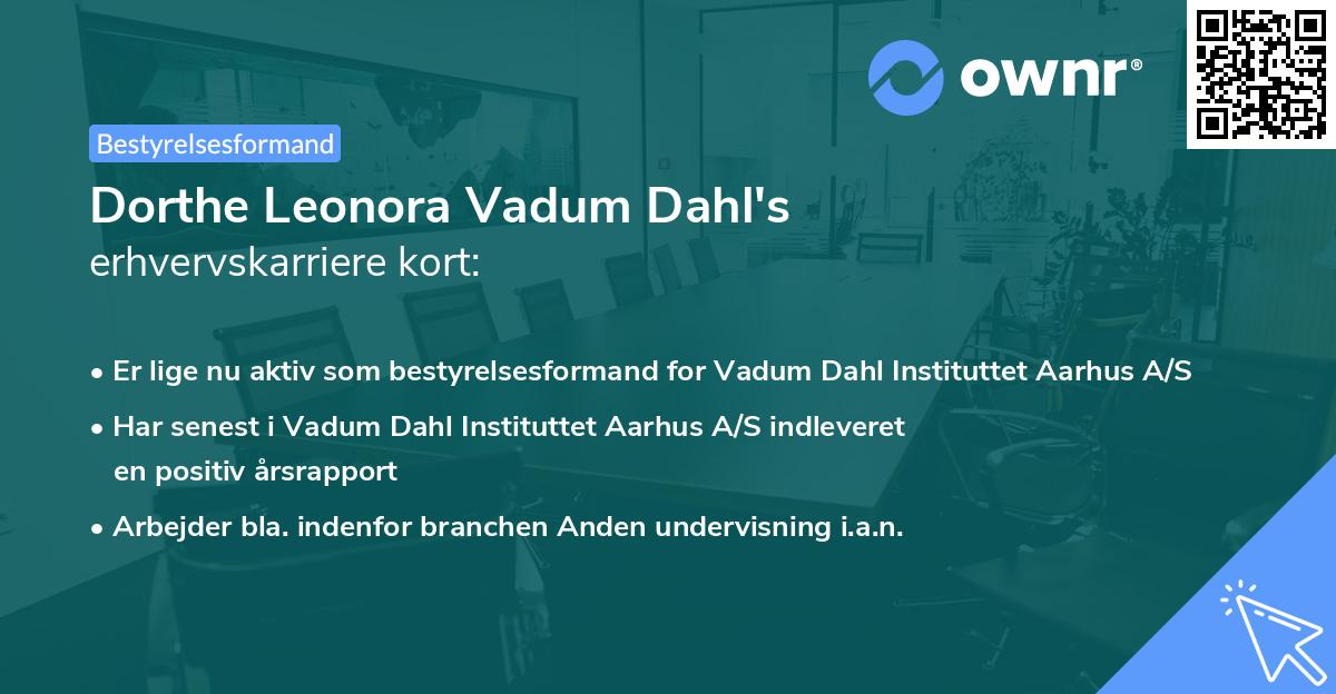Dorthe Leonora Vadum Dahl's erhvervskarriere kort