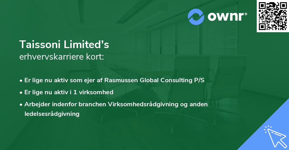 Taissoni Limited's erhvervskarriere kort